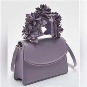 (50% OFF) NWT Zara Mini Square Floral Mauve Satchel & Crossbody Bag & Dust Bag